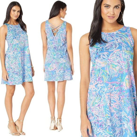 Lilly Pulitzer Dresses & Skirts - Lilly Pulitzer Kristen Blue Multicolor Printed A-line Mini Dress - 47232